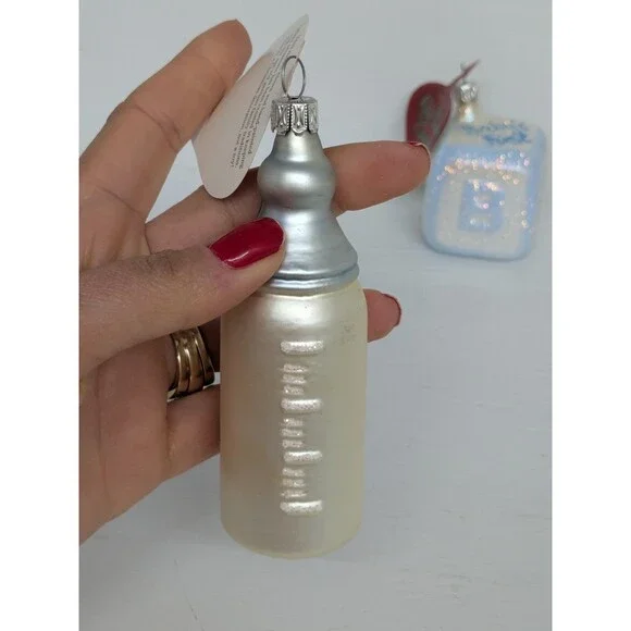 Inge Glas Glass Mouth Blown German Ornaments Baby First Christmas Set Of 3 New - Picture 3 of 16